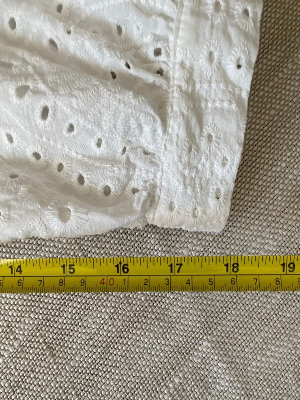 H&M White Cotton Eyelet Popover V-neck Summer Beach Top-Sz-L - Picture 15 of 15